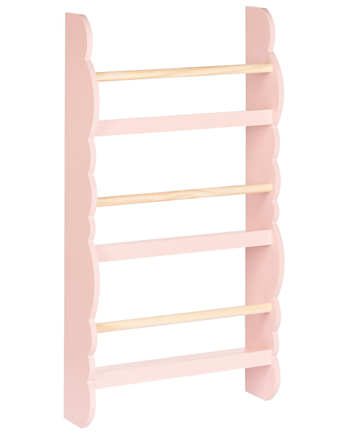 LittleNest Wall Bookshelf Pastel Pink 3 Tier Pine Wood MDF Kids Room