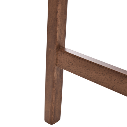 Set Of 2 Bar Chairs Beige Rubberwood With Polyester Upholstered Seats Dark Brown Finish