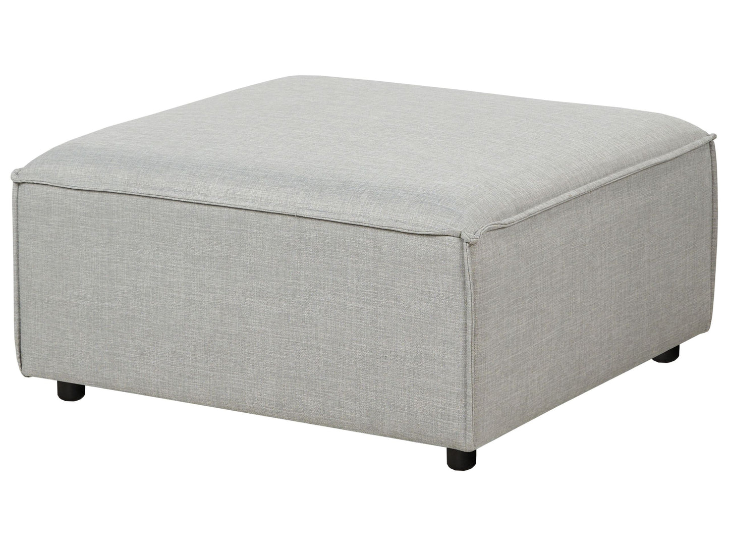 Element Ottoman Beige Polyester Upholstered Footstool With Black Legs