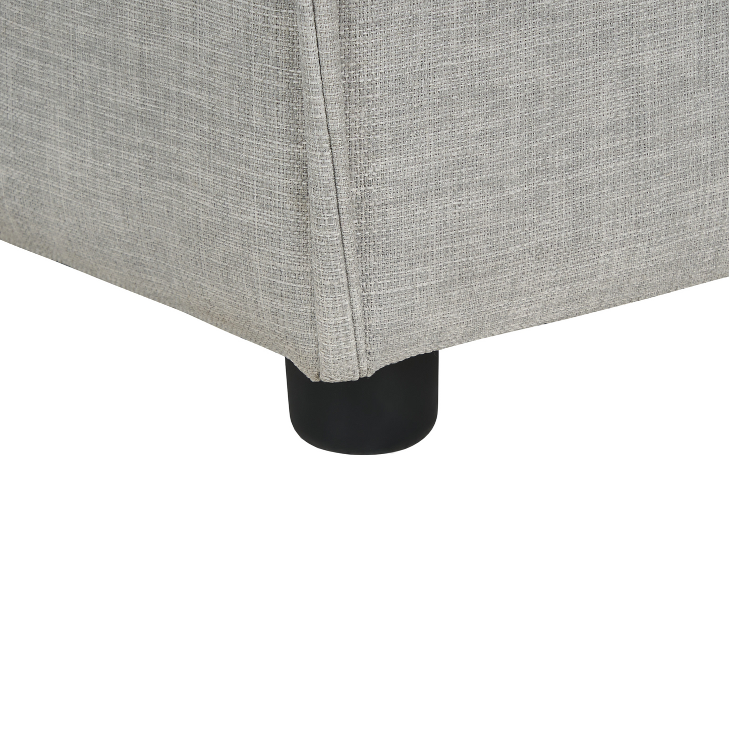 Element Ottoman Beige Polyester Upholstered Footstool With Black Legs