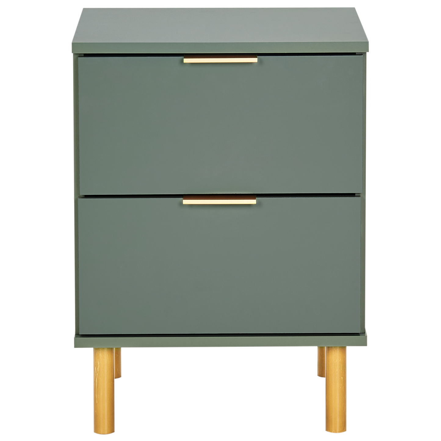 Elements Bedside Table Nightstand Green Gold 2 Drawers Retro Modern