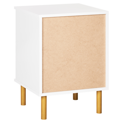 Elements Bedside Table Nightstand White Gold Finish 2 Drawers Retro Modern Bedroom