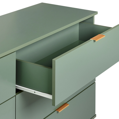 6-Drawer Chest With Green Gold Accents And Solid Wood Legs