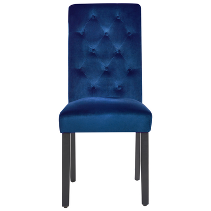 Lux Velvet Blue Velvet Dining Chairs Set Of 2 Black Legs Rubberwood