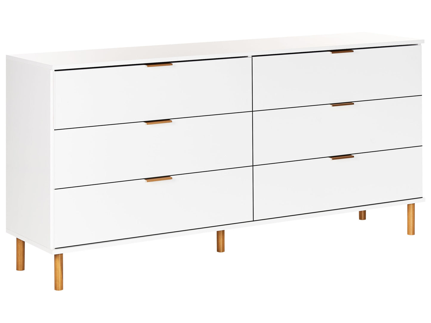 Home 6 Drawer Chest White Gold Accents With Solid Wood Legs