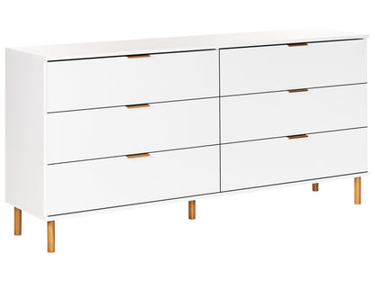 Home 6 Drawer Chest White Gold Accents With Solid Wood Legs