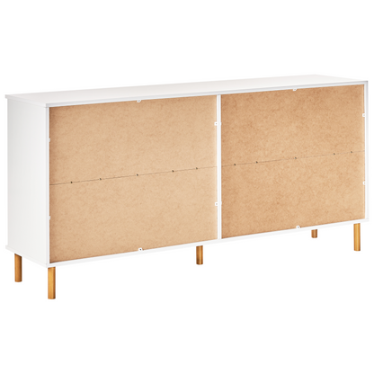 Home 6 Drawer Chest White Gold Accents With Solid Wood Legs