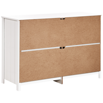 6 Drawer Chest White Black Accents Solid Wood Legs
