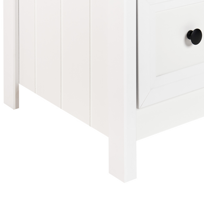 6 Drawer Chest White Black Accents Solid Wood Legs