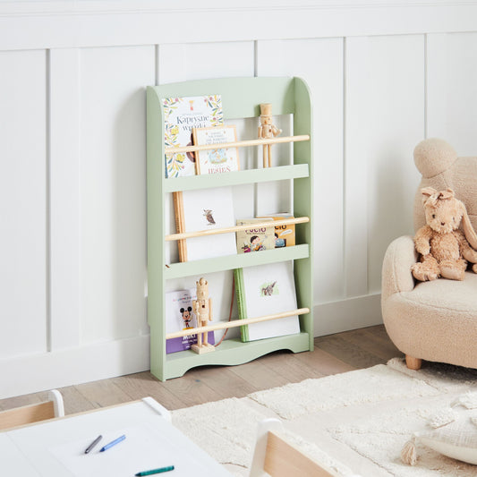 BrightNest Wall Bookshelf 3 Tier Light Green Kids Room
