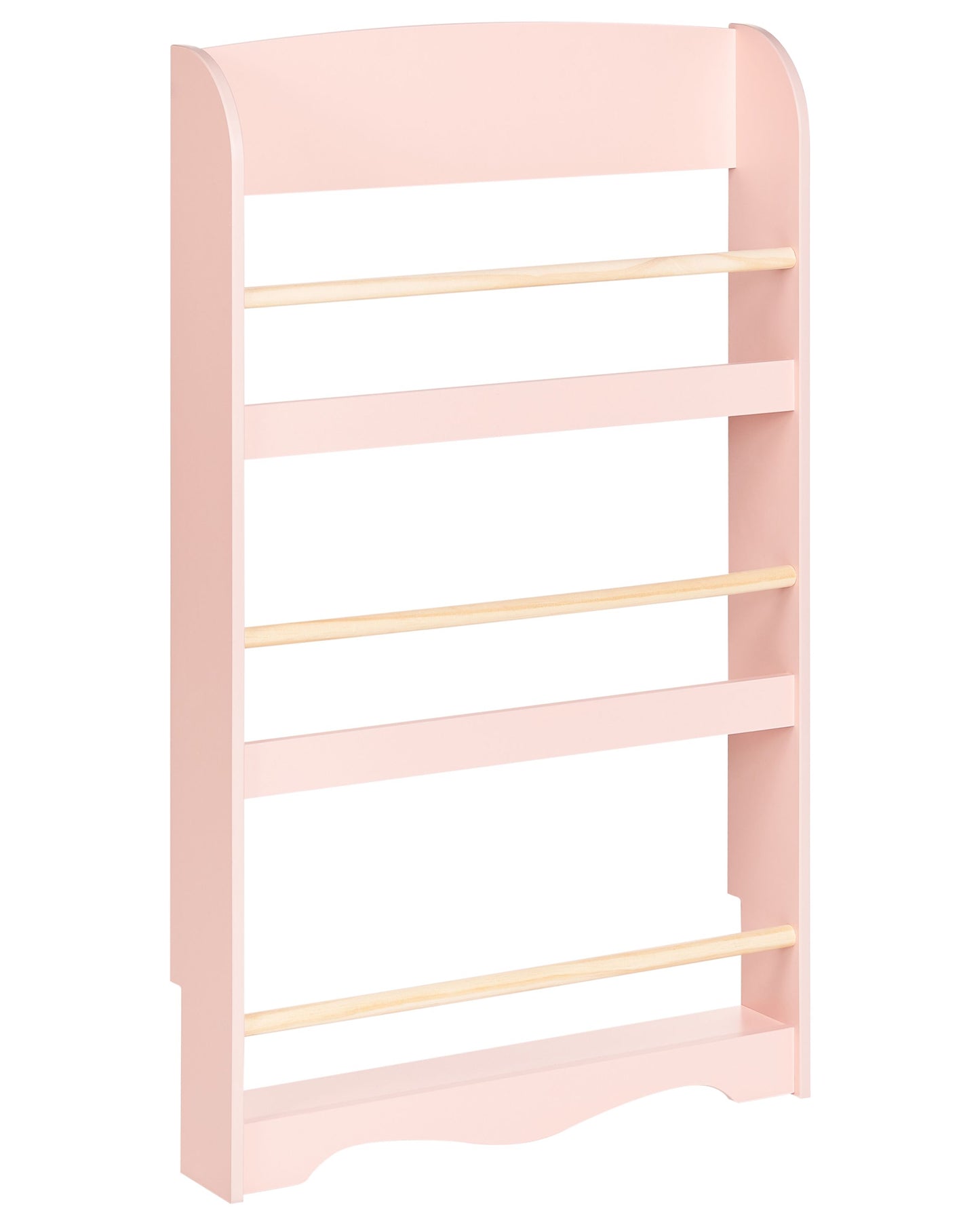 BrandNest Pastel Pink 3 Tier Wall Bookshelf Pine Wood MDF For Kids