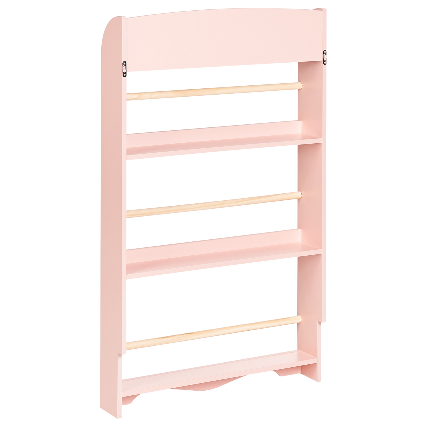BrandNest Pastel Pink 3 Tier Wall Bookshelf Pine Wood MDF For Kids