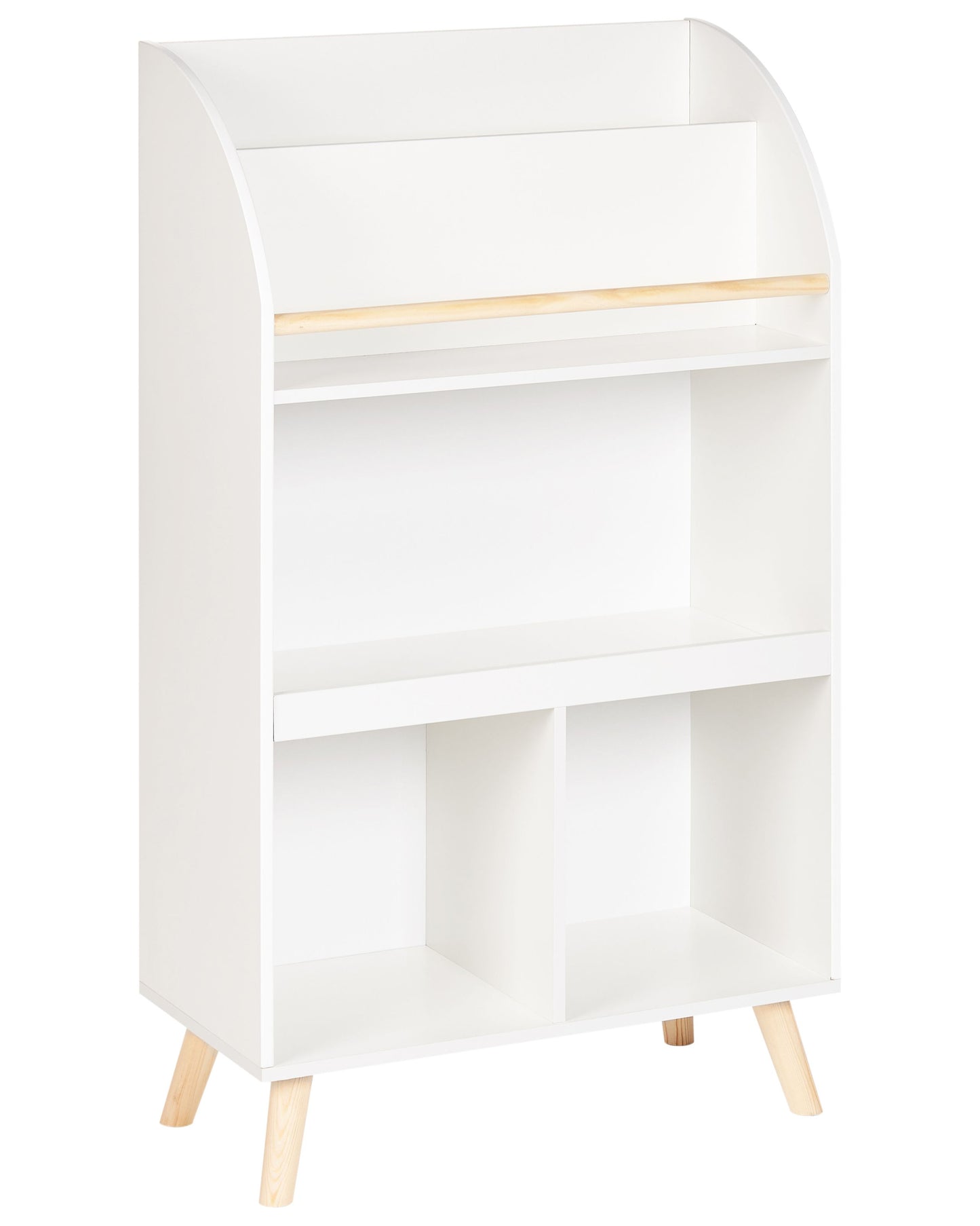 Aurora Kids 3 Tier Bookshelf White Pine Wood MDF Shelves
