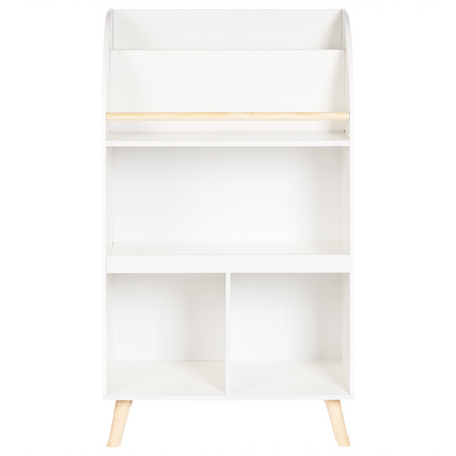 Aurora Kids 3 Tier Bookshelf White Pine Wood MDF Shelves
