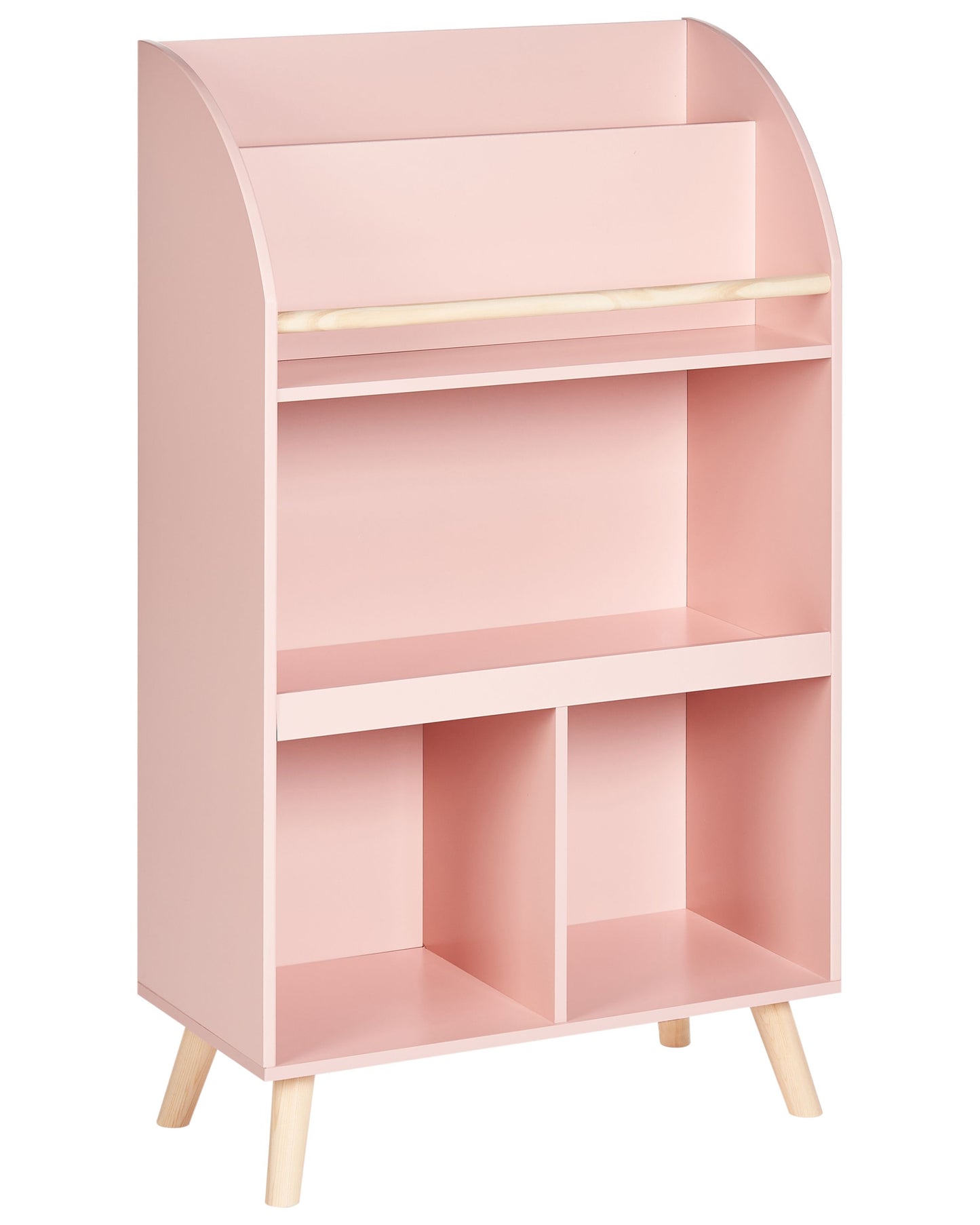 LunaNest 3 Tier Bookshelf Pastel Pink Pine Wood MDF Shelves With Sturdy Legs Durable MDF Shelves For Easy Cleaning