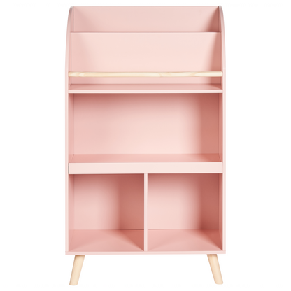 LunaNest 3 Tier Bookshelf Pastel Pink Pine Wood MDF Shelves With Sturdy Legs Durable MDF Shelves For Easy Cleaning