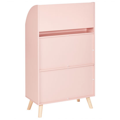 LunaNest 3 Tier Bookshelf Pastel Pink Pine Wood MDF Shelves With Sturdy Legs Durable MDF Shelves For Easy Cleaning