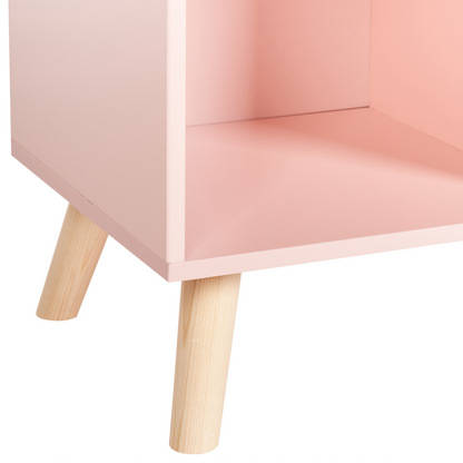 LunaNest 3 Tier Bookshelf Pastel Pink Pine Wood MDF Shelves With Sturdy Legs Durable MDF Shelves For Easy Cleaning