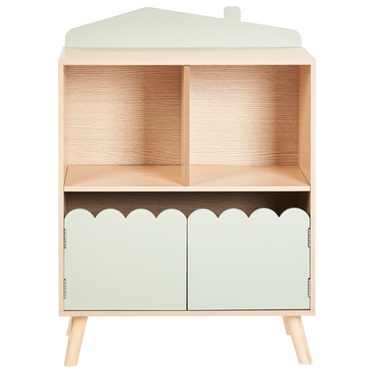 BrightNest 1 Tier Bookshelf With Storage In Light Brown Pine Wood