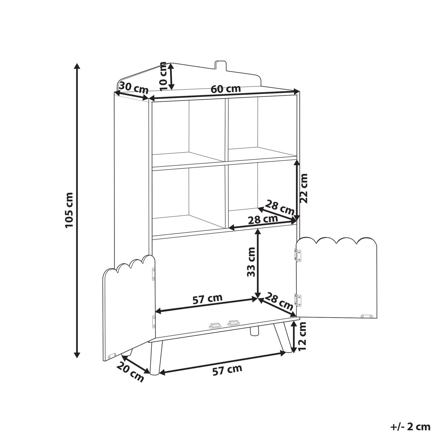 BrightPine 1 Tier Bookshelf With Storage Light Brown Pine Wood MDF