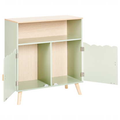 YourBrand Durable Light Green Pine Wood MDF Sideboard With House Motif For Kids Room Storage One Shelf
