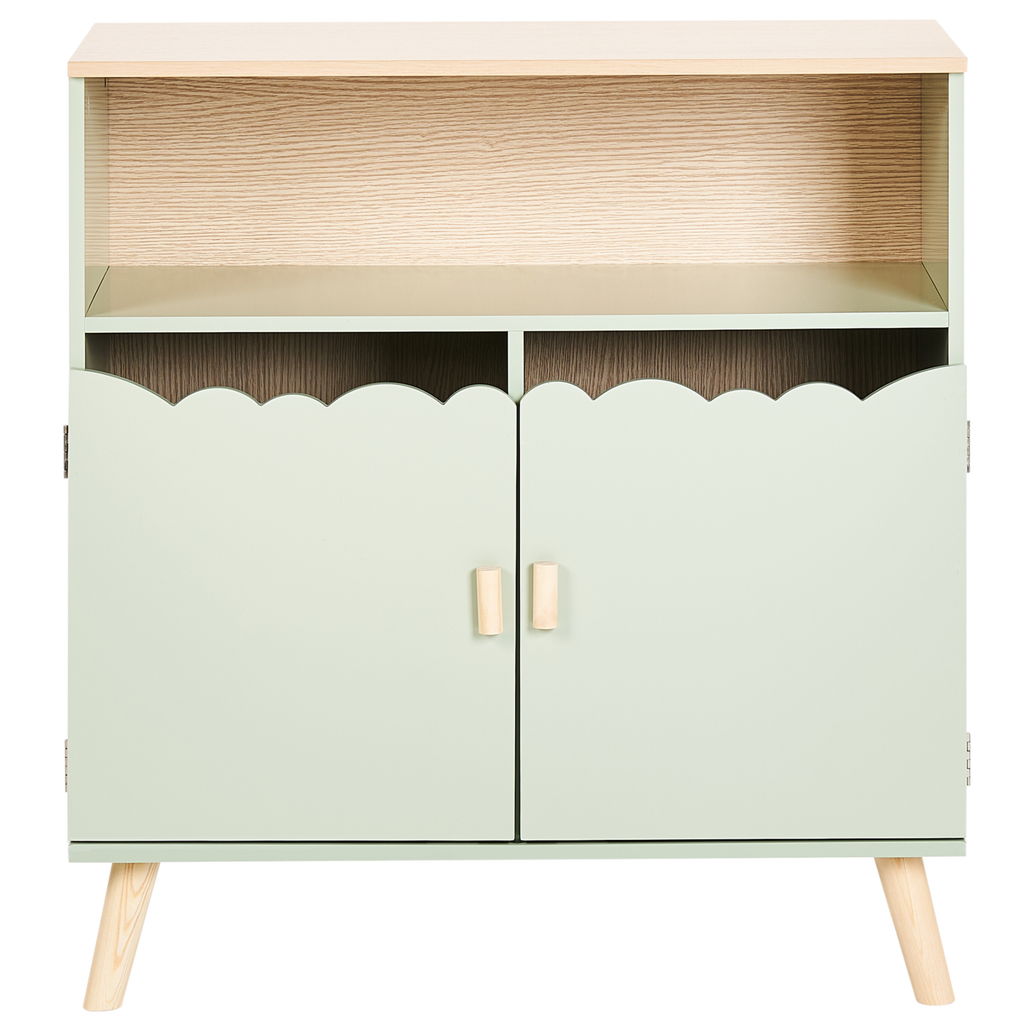 YourBrand Durable Light Green Pine Wood MDF Sideboard With House Motif For Kids Room Storage One Shelf