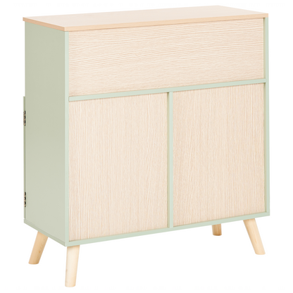 YourBrand Durable Light Green Pine Wood MDF Sideboard With House Motif For Kids Room Storage One Shelf