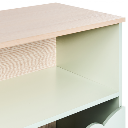 YourBrand Durable Light Green Pine Wood MDF Sideboard With House Motif For Kids Room Storage One Shelf