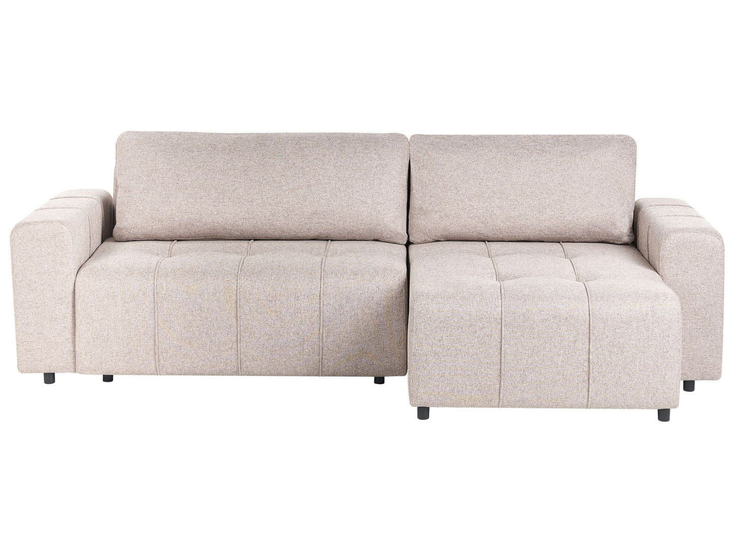 Living Three Corner Sofa Bed Left Handed With Storage In Light Brown Fabric