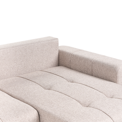 Living Three Corner Sofa Bed Left Handed With Storage In Light Brown Fabric