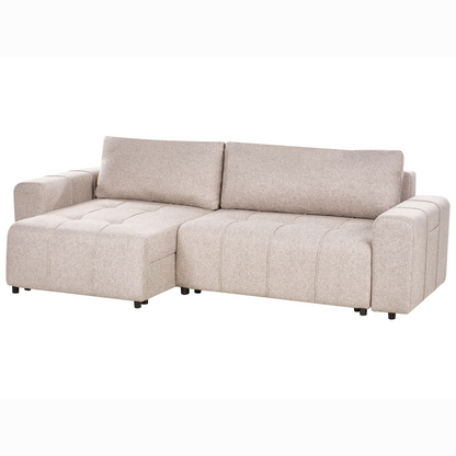 Three Corner Sofa Bed Right Handed Light Brown Fabric With Storage Thickly Padded Cushions Modern Style