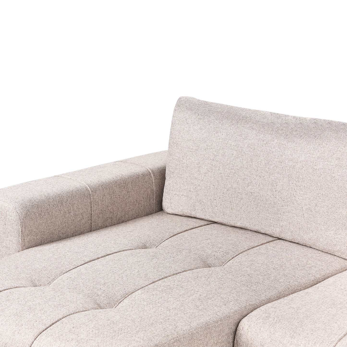 Three Corner Sofa Bed Right Handed Light Brown Fabric With Storage Thickly Padded Cushions Modern Style