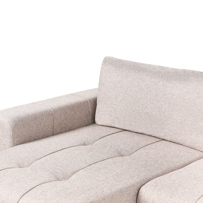Three Corner Sofa Bed Right Handed Light Brown Fabric With Storage Thickly Padded Cushions Modern Style