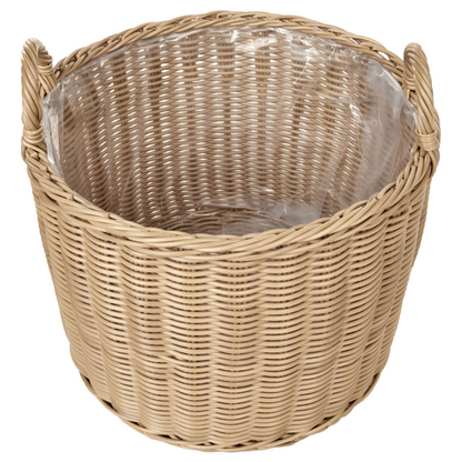 Plant Baskets 3 Pack Natural Brown PE Rattan Round