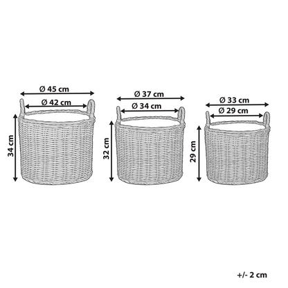 Plant Baskets 3 Pack Natural Brown PE Rattan Round