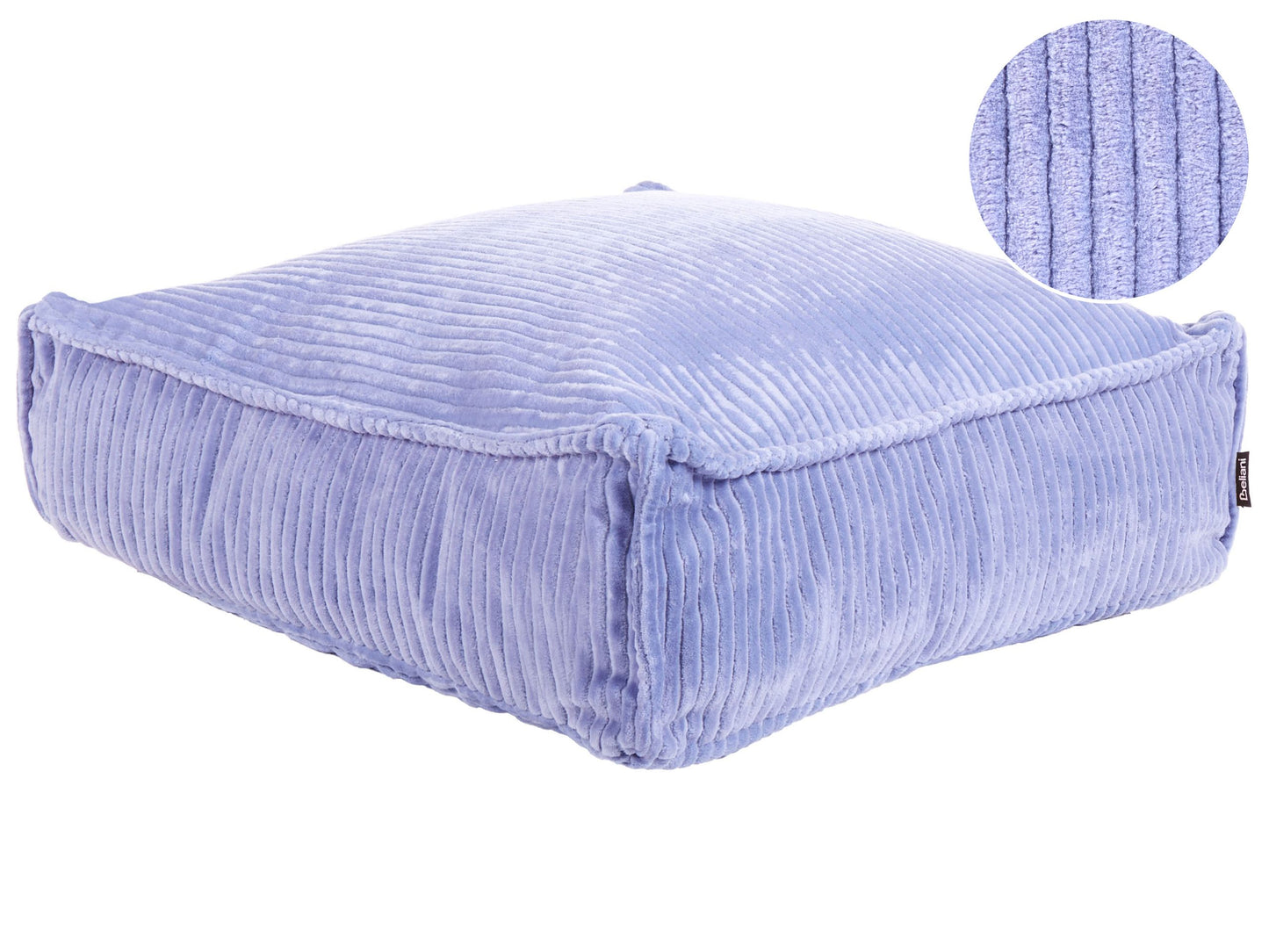 Floor Cushion Light Violet 55 x 55cm Velvet Corduroy Pouffe
