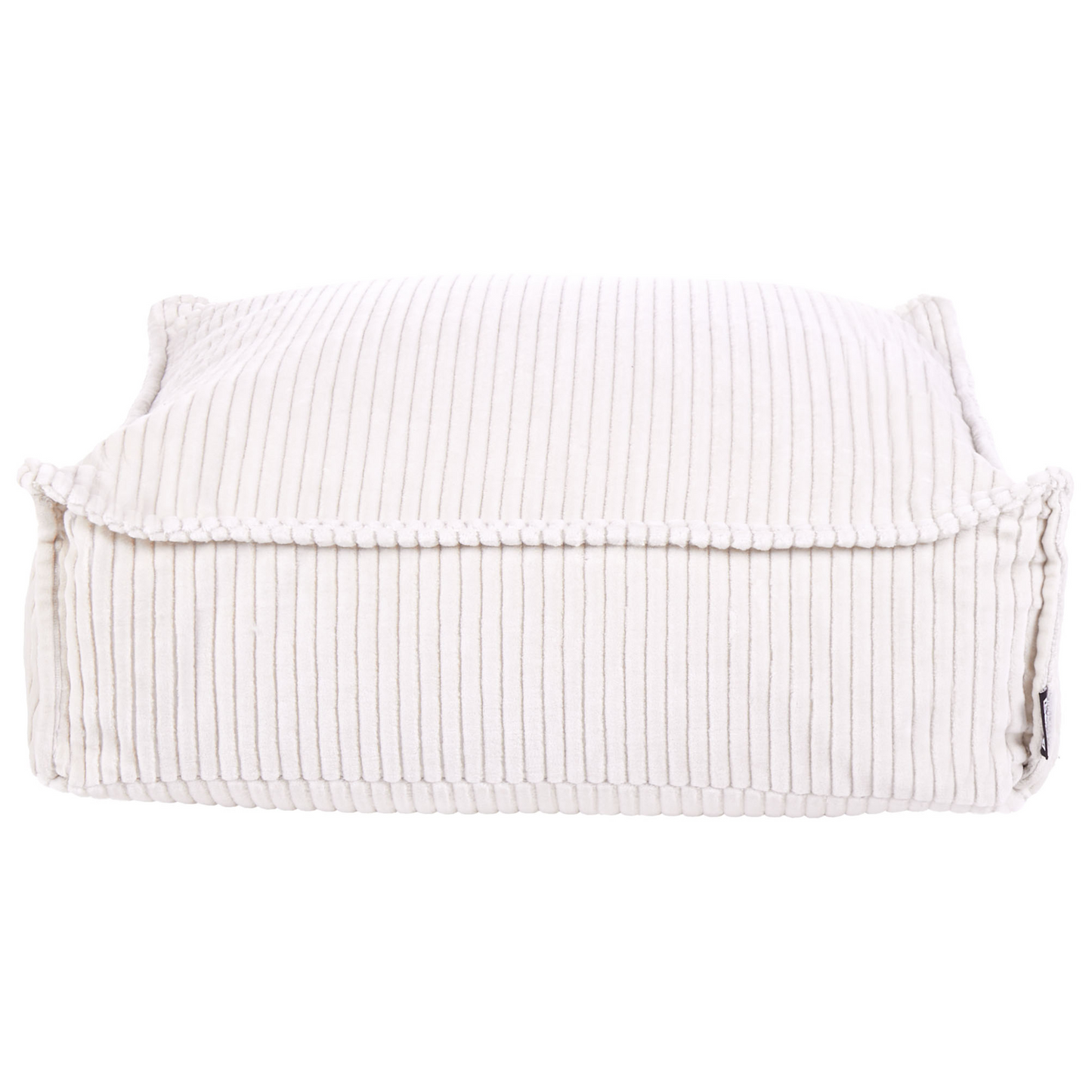 Floor Cushion Light Beige Cotton With Velvet Texture And Ribbed Corduroy Square Pouffe 55 x 55 x 20cm