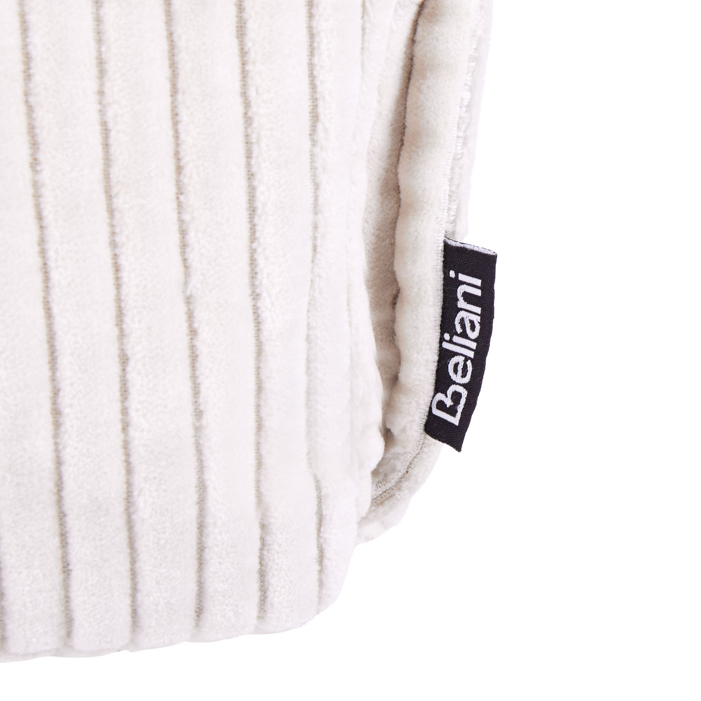 Floor Cushion Light Beige Cotton With Velvet Texture And Ribbed Corduroy Square Pouffe 55 x 55 x 20cm