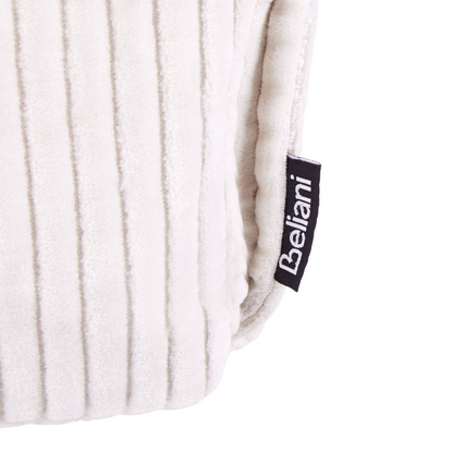 Floor Cushion Light Beige Cotton With Velvet Texture And Ribbed Corduroy Square Pouffe 55 x 55 x 20cm
