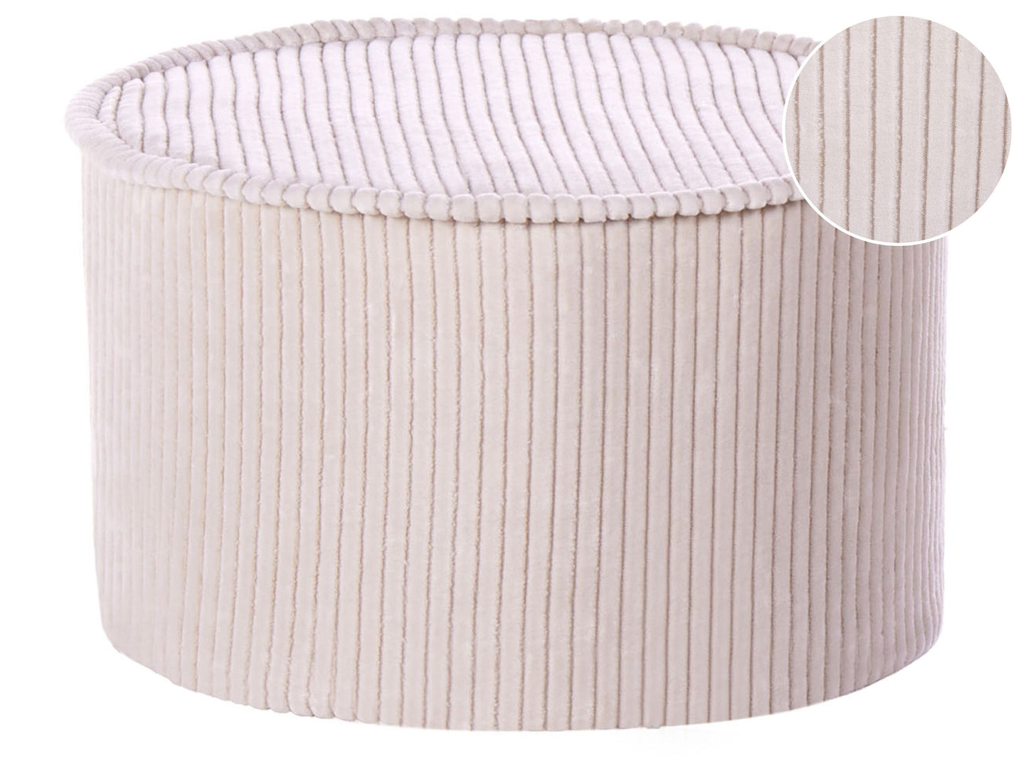 Pouffe Light Beige Cotton 40 x 25 Round Corduroy