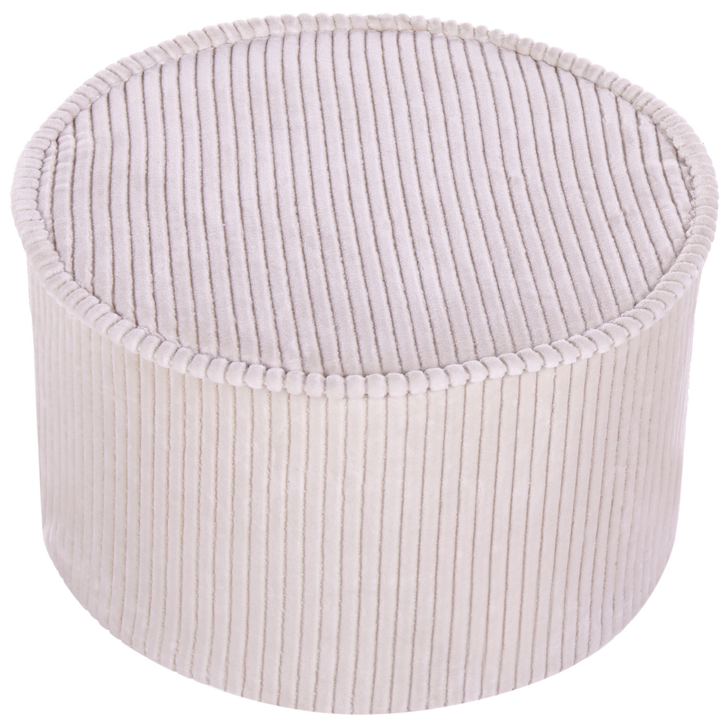 Pouffe Light Beige Cotton 40 x 25 Round Corduroy