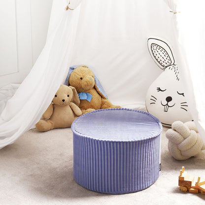 Pouffe 40 x 25cm Light Violet Corduroy Ribbed Velvet Cover