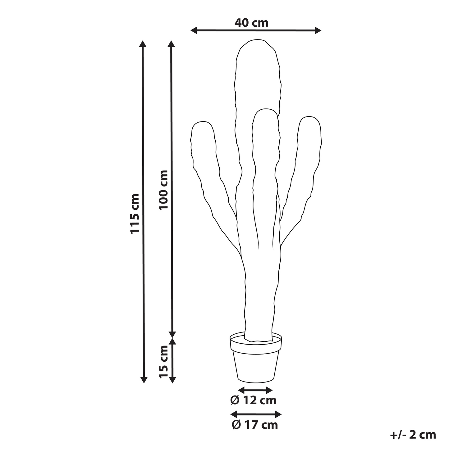 Faux Cactus 115cm Black Pot Potted Plant Decor