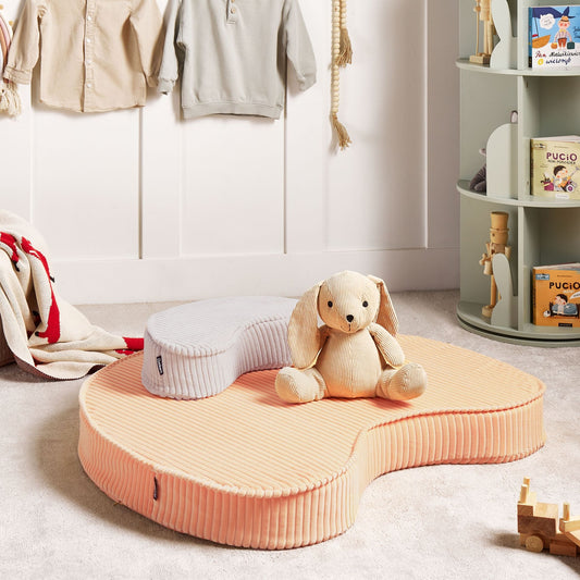 Peach Pink Bean Floor Cushion 90 x 75 x 10cm Corduroy Pouffe