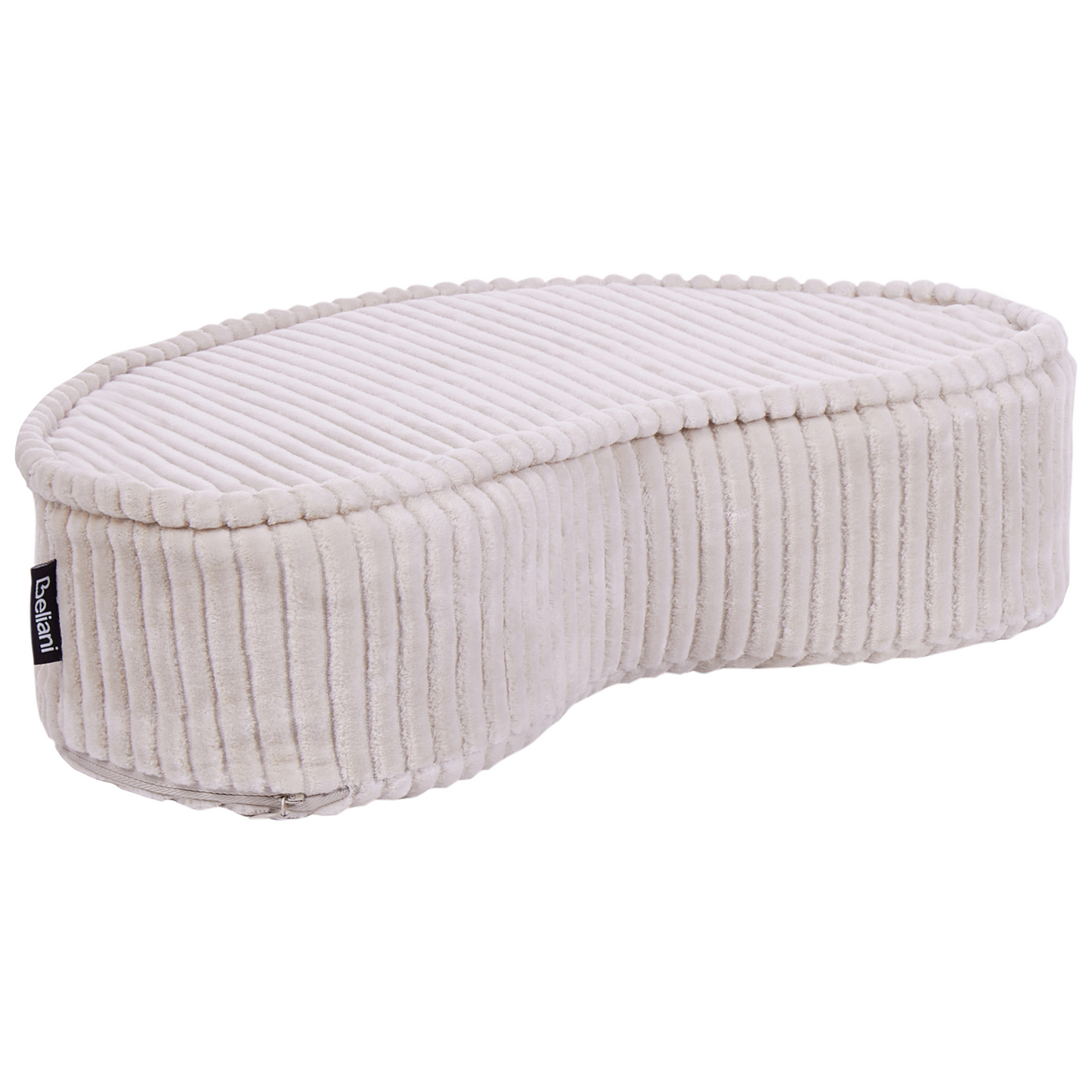 Floor Cushion Violet And Beige Cotton Bean Shaped Pouffe With Velvet Ribbed Corduroy 90 x 75 x 10cm