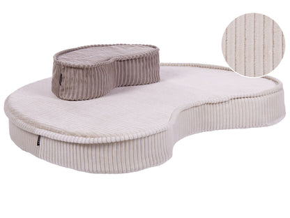 Floor Cushion Set Bean Shaped Beige Brown Cotton Velvet Corduroy 90 x 75 x 10cm