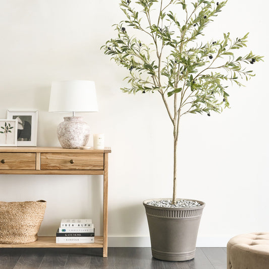 Artificial Potted Olive Tree Plant 178cm Green And Black Plastic Decorative Indoor Accessory