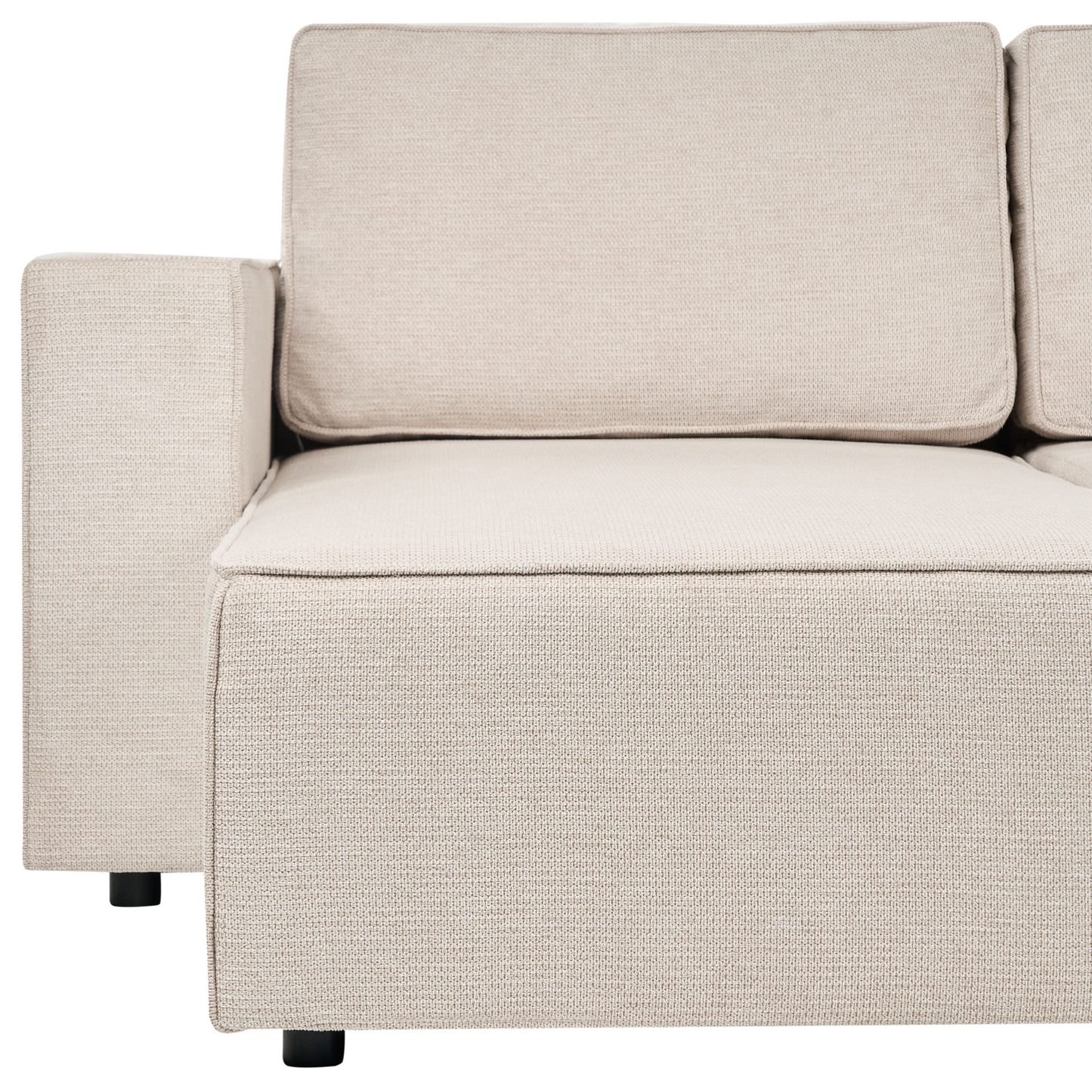 4-Seater U-Shaped Sofa Beige Fabric with Storage Sleeper