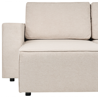 4-Seater U-Shaped Sofa Beige Fabric with Storage Sleeper