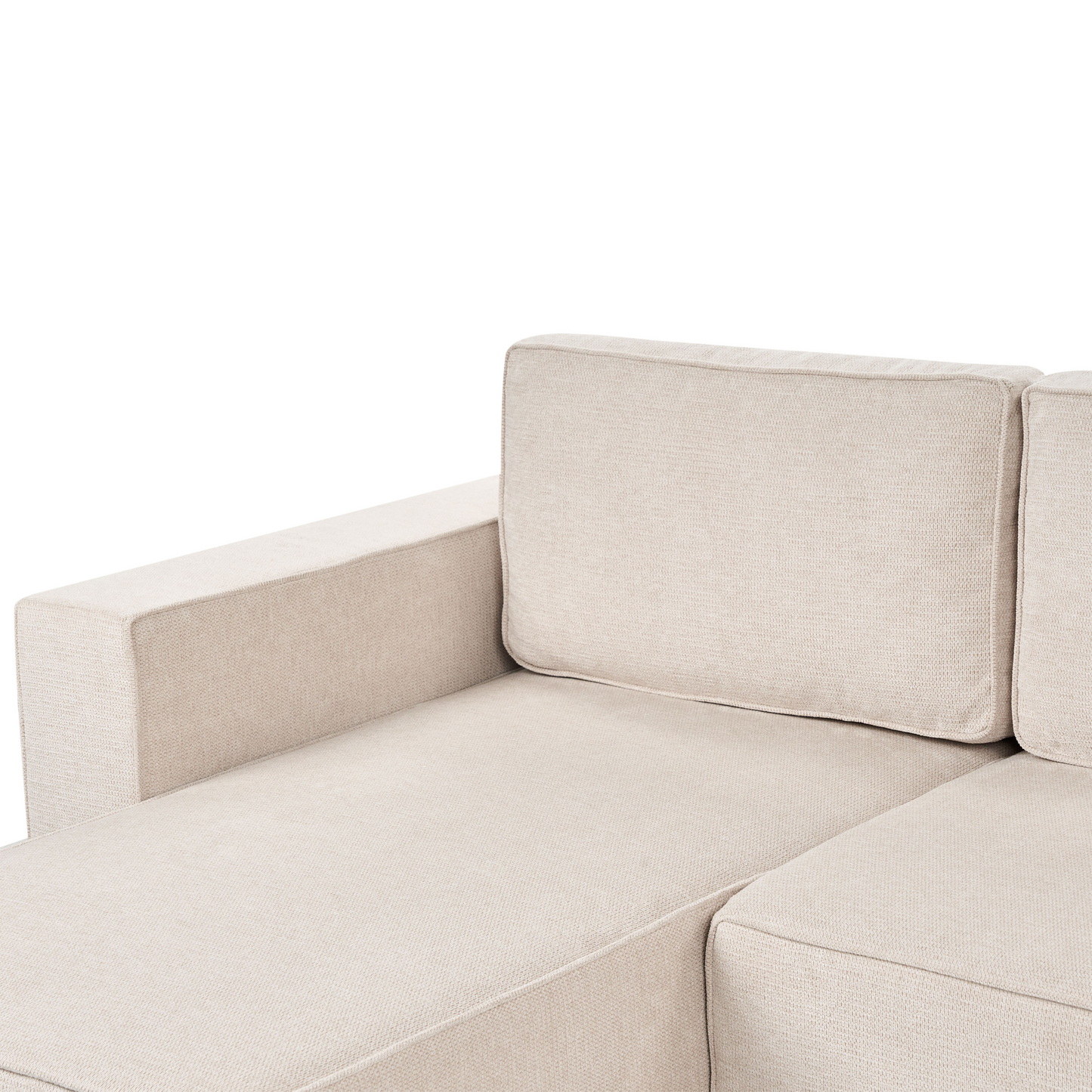 4-Seater U-Shaped Sofa Beige Fabric with Storage Sleeper